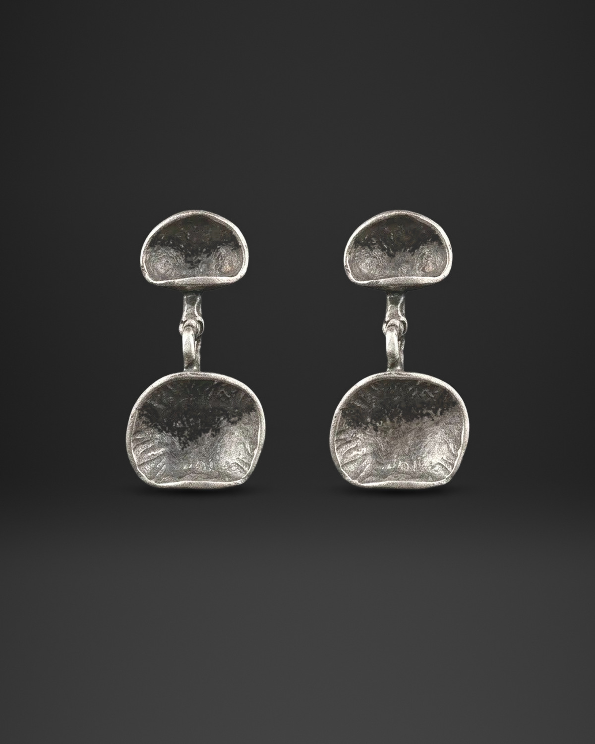 Double Cup Drop Stud Earrings