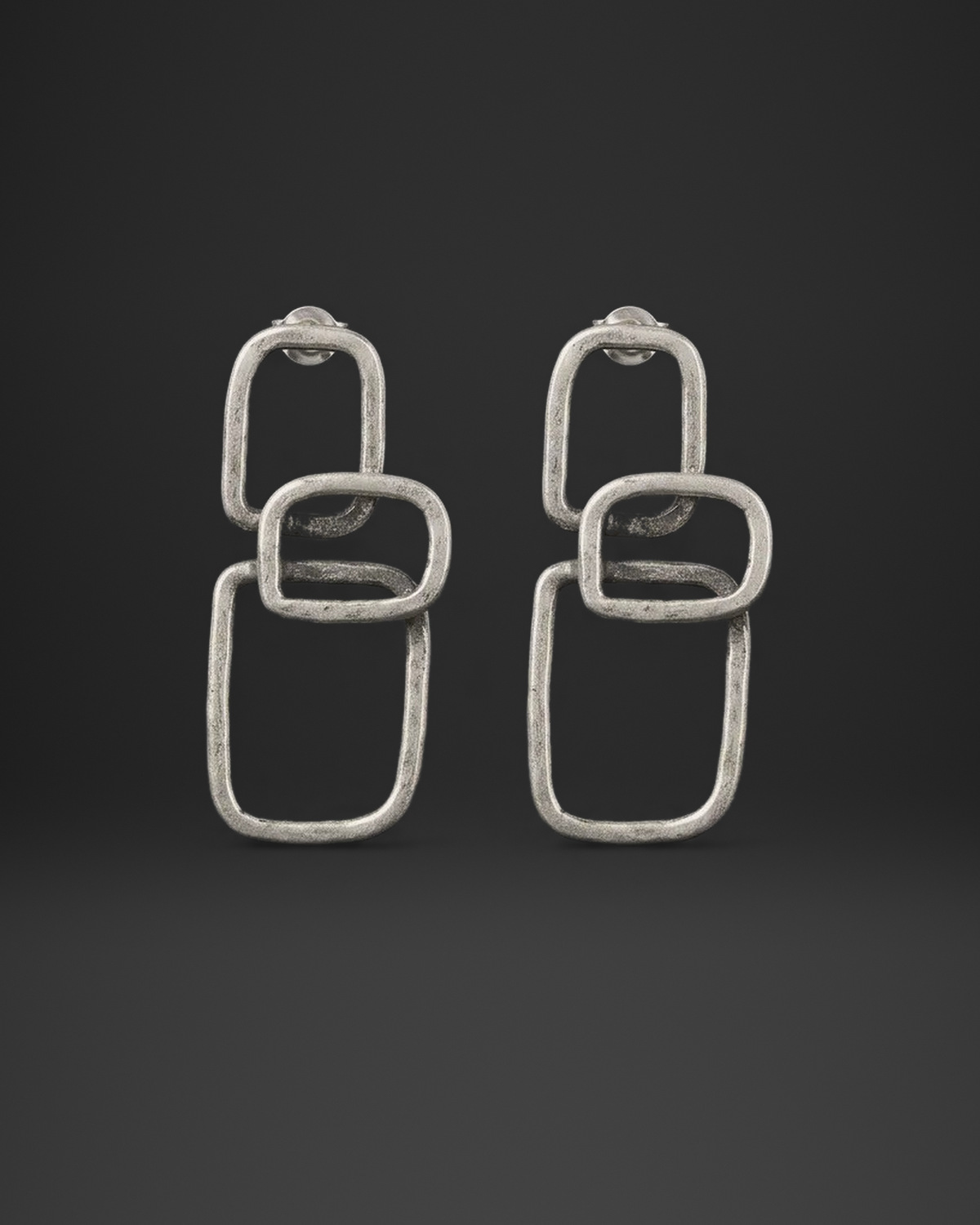 Linked Rectangle Chain Stud Earrings