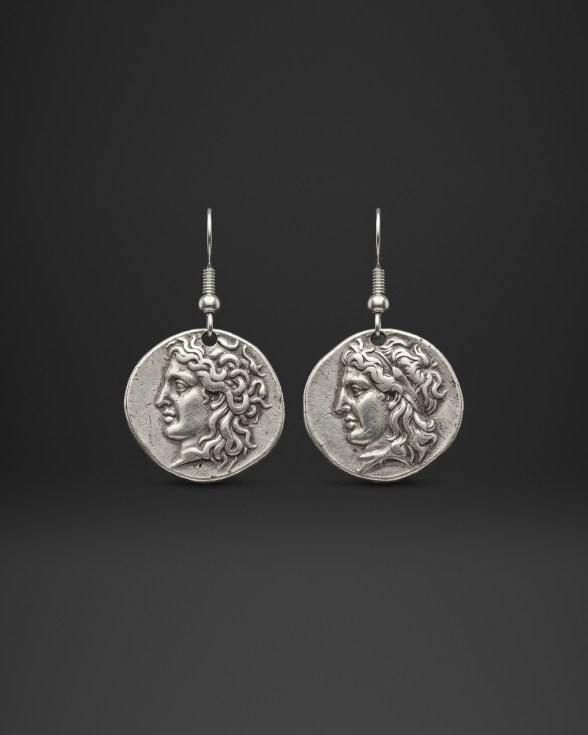 Curly Hair Profile Coin Earrings