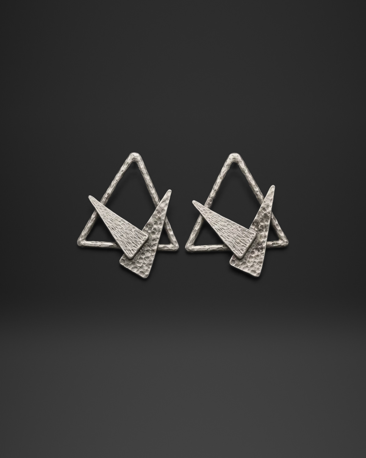 Hammered Shard Open Triangle Stud Earrings