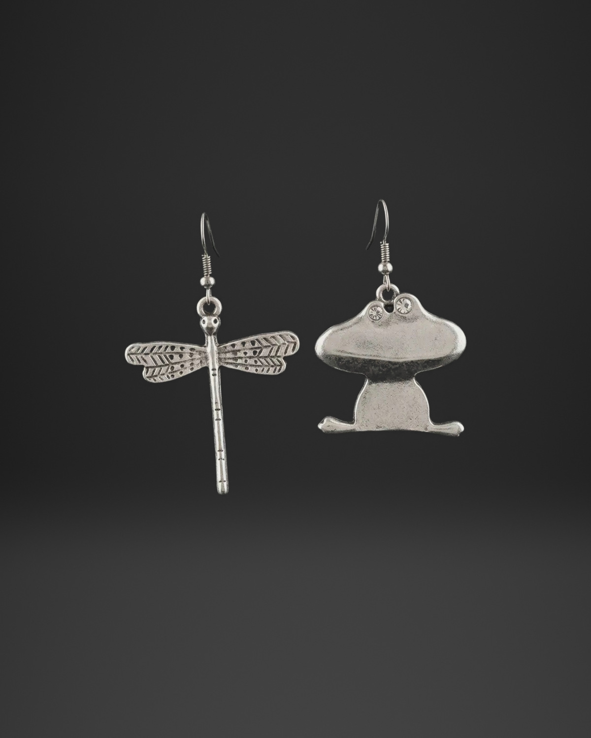 Dragonfly and Frog Earrings