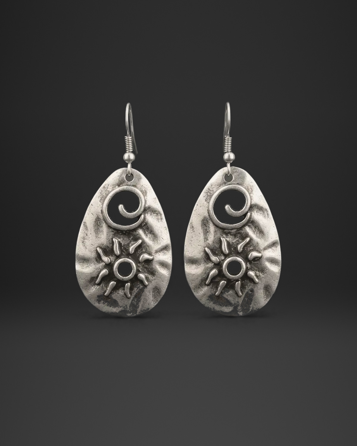 Spiral Sun Teardrop Earrings