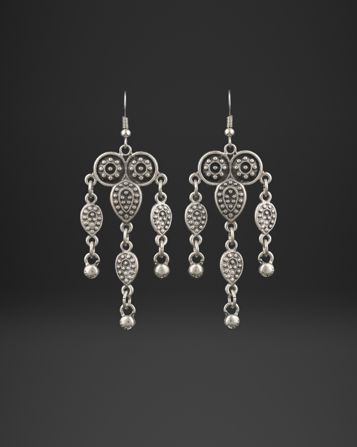 Granulated Teardrop Chandelier Earrings