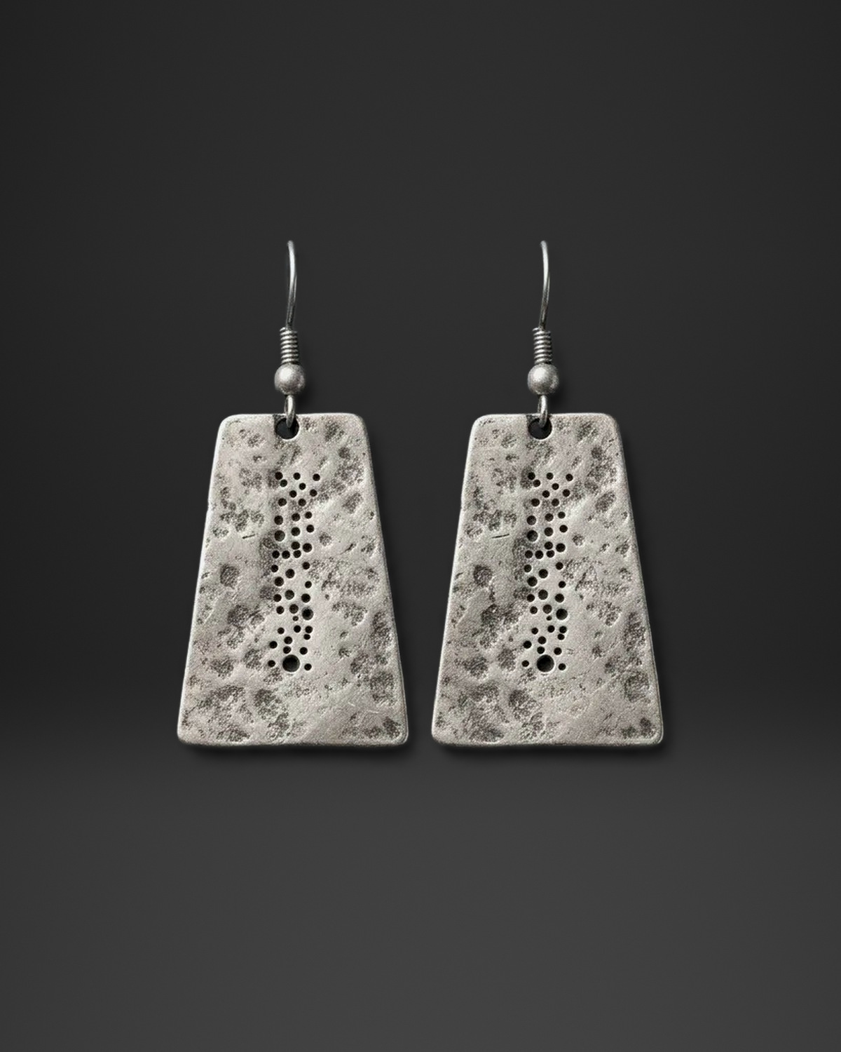 Dotted Line Hammered Trapeze Earrings