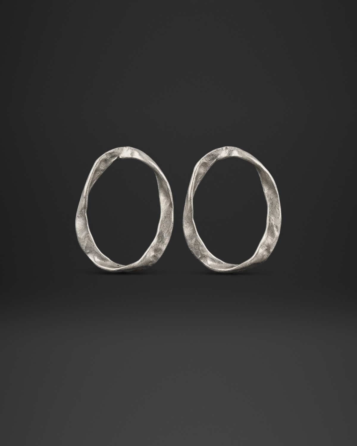 Twisted Organic Oval Hoop Stud Earrings
