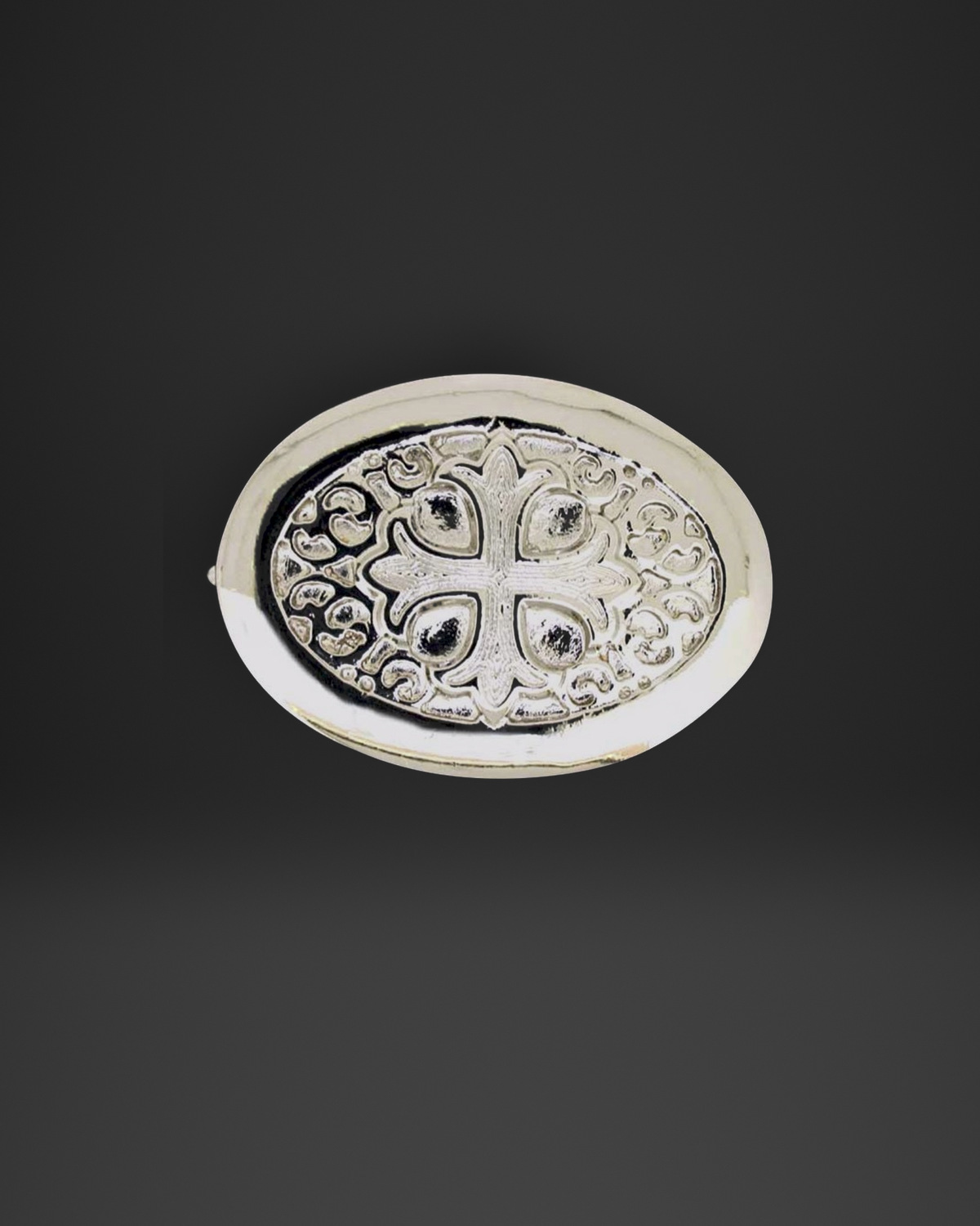 Ornate Cross Oval Belt Buckle