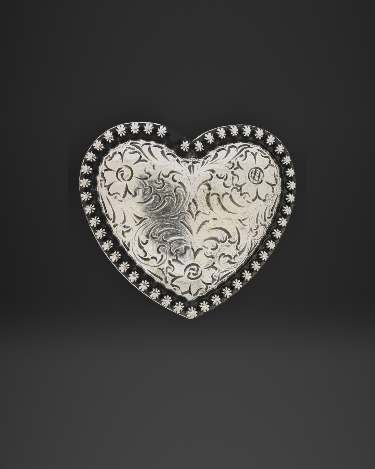 Floral Engraved Heart Belt Buckle