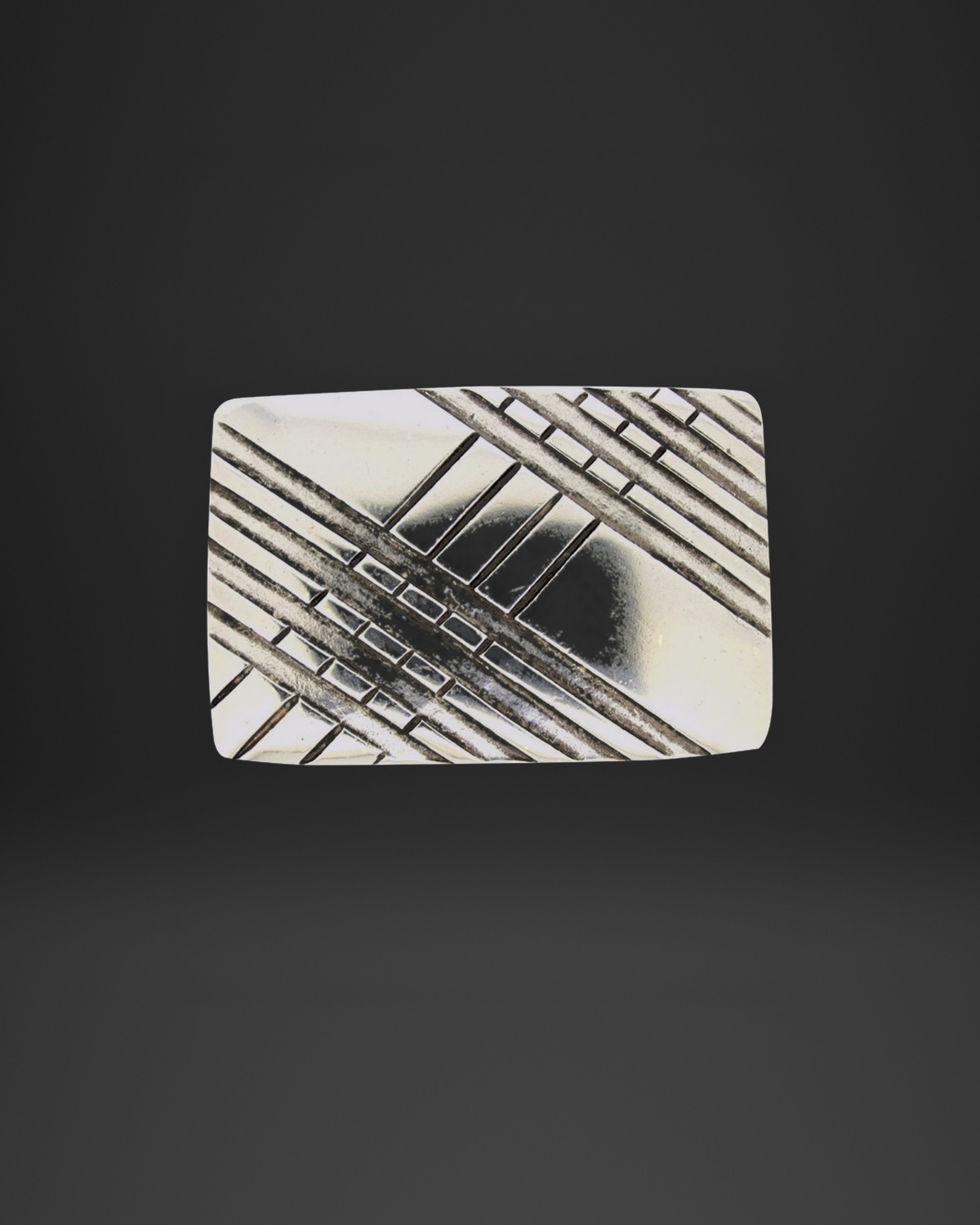 Diagonal Line Plaid Belt Buckle