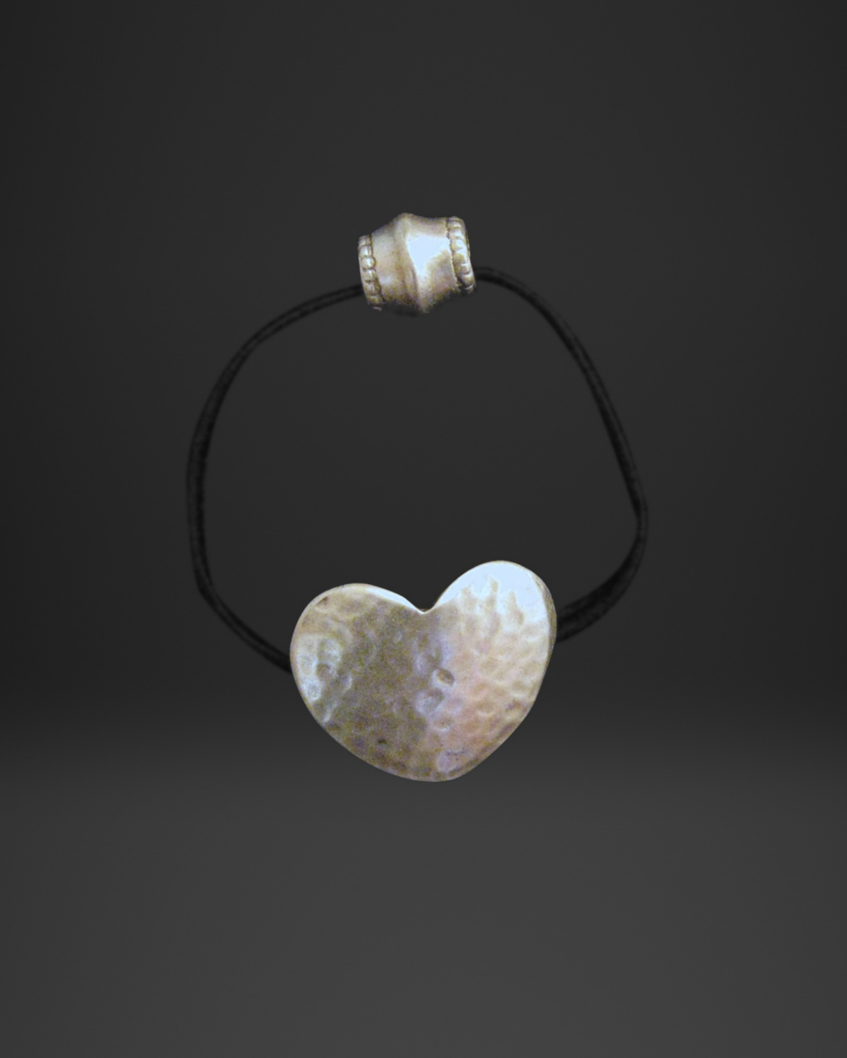 Hammered Heart Hair Tie