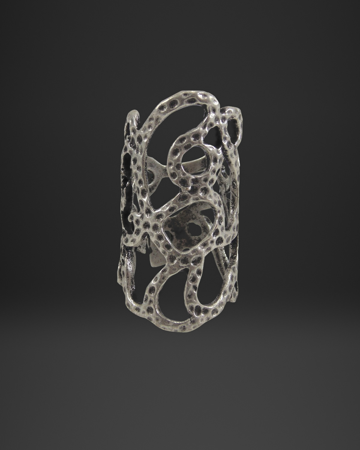 Dotted Swirl Openwork Wrap Ring