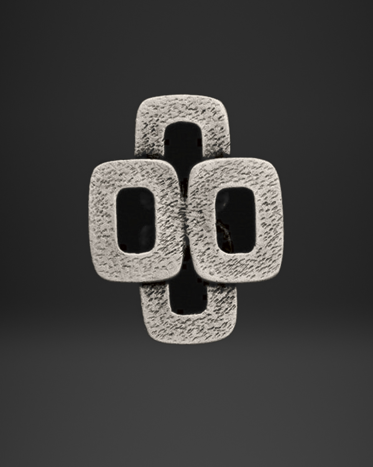 Textured Double Window Cross Ring