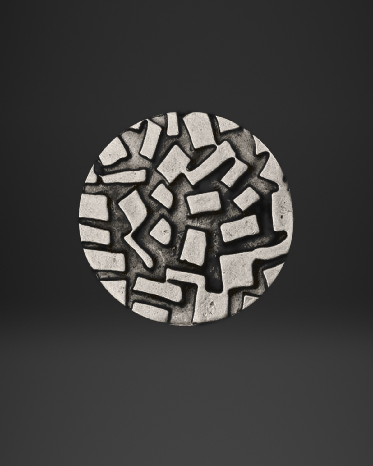 Abstract Brick Mosaic Disc Ring