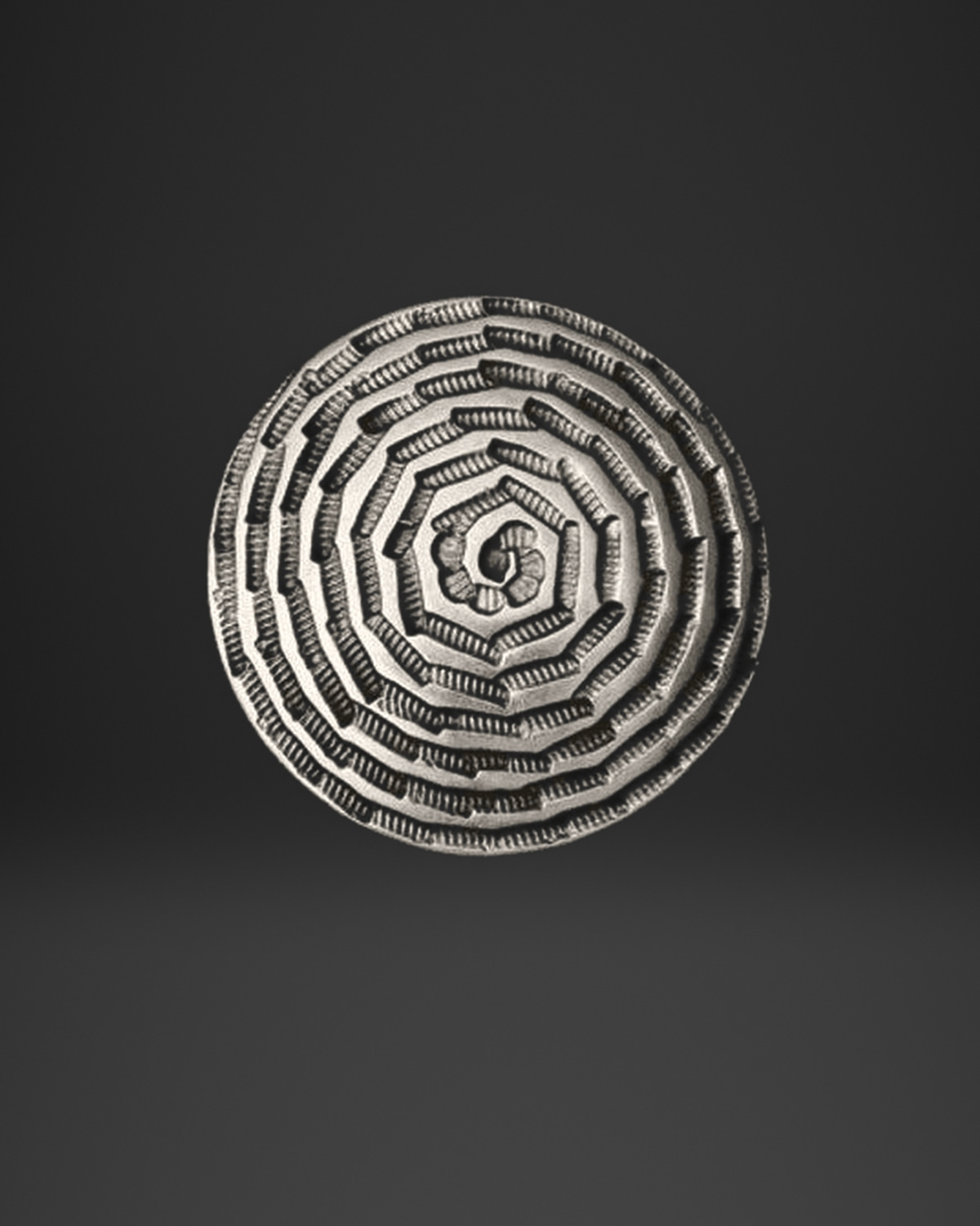 Stitched Spiral Medallion Ring