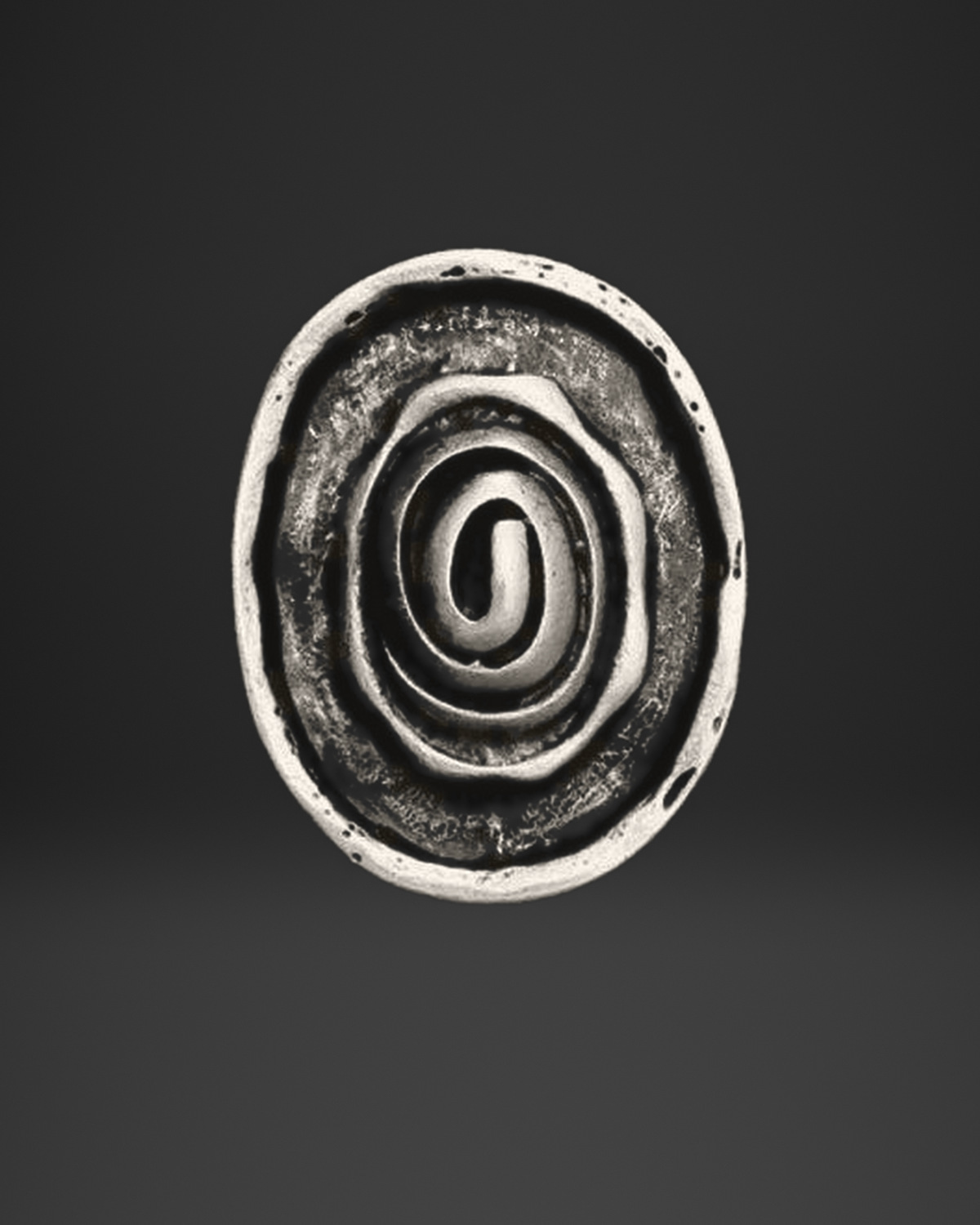 Organic Raised Spiral Oval Ring