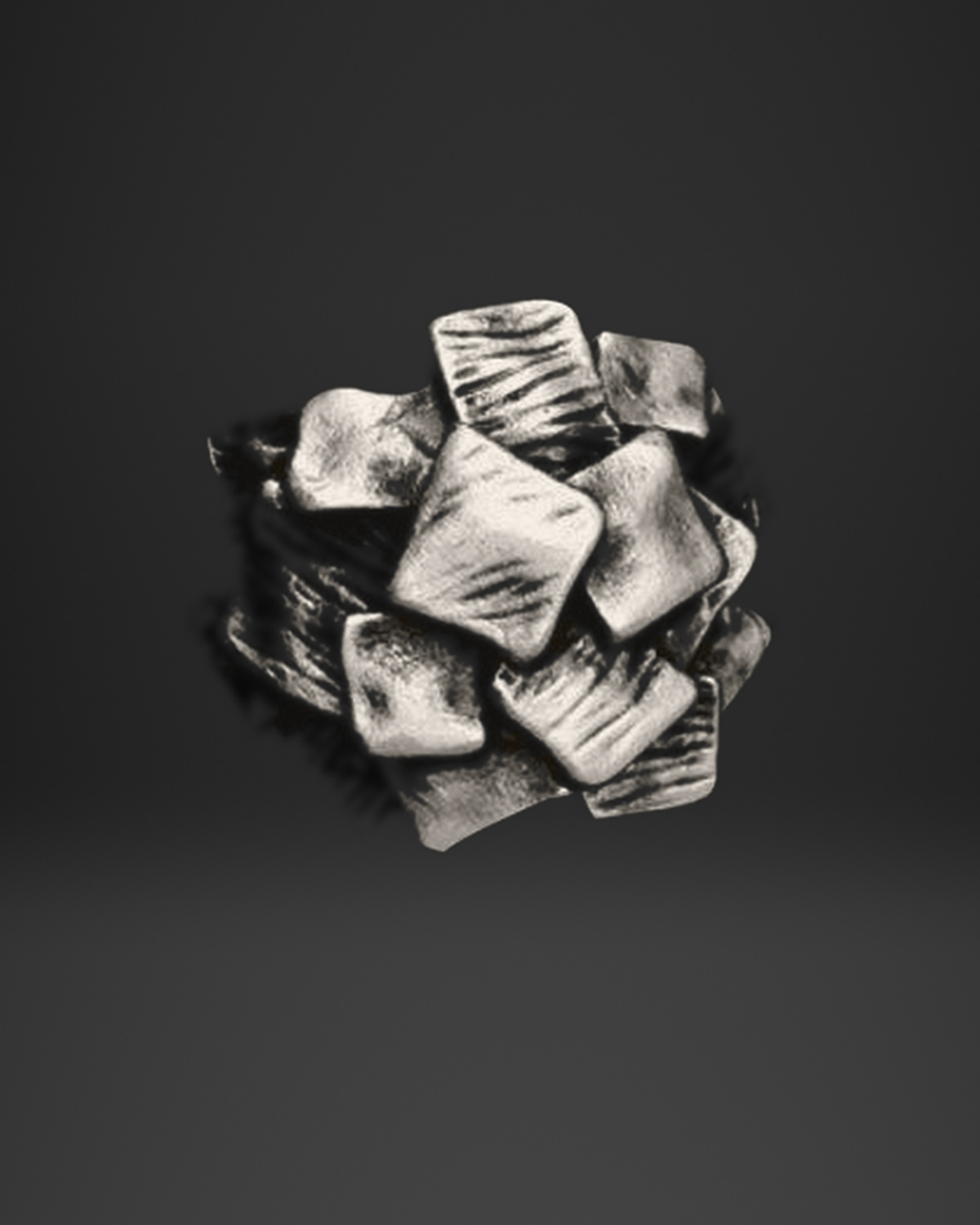 Crumpled Tiles Cluster Ring