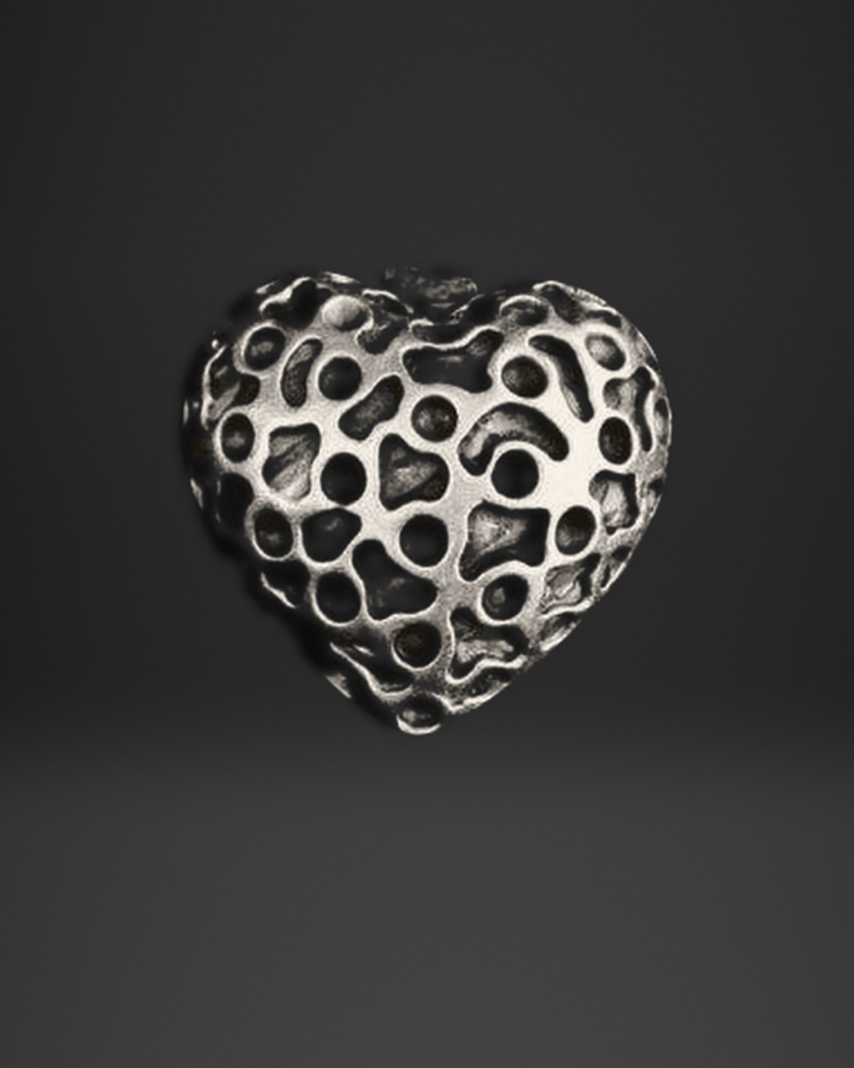 Organic Openwork Puffy Heart Ring