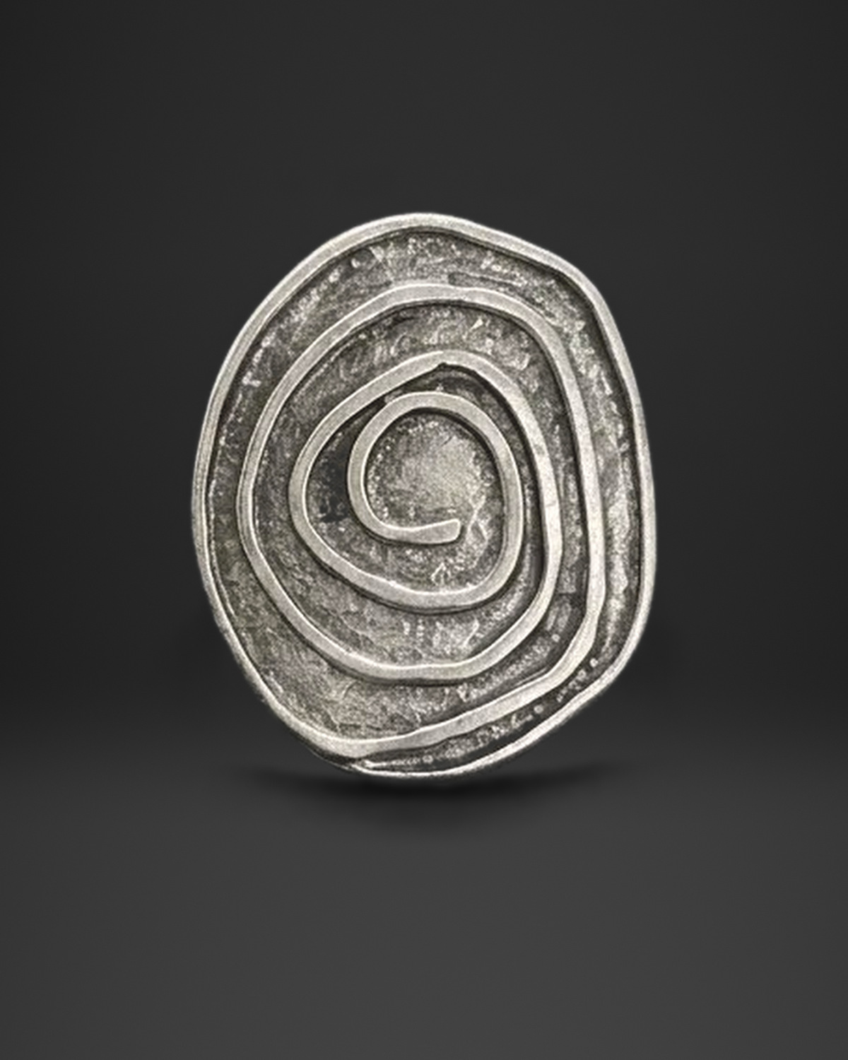 Organic Spiral Oval Plate Ring