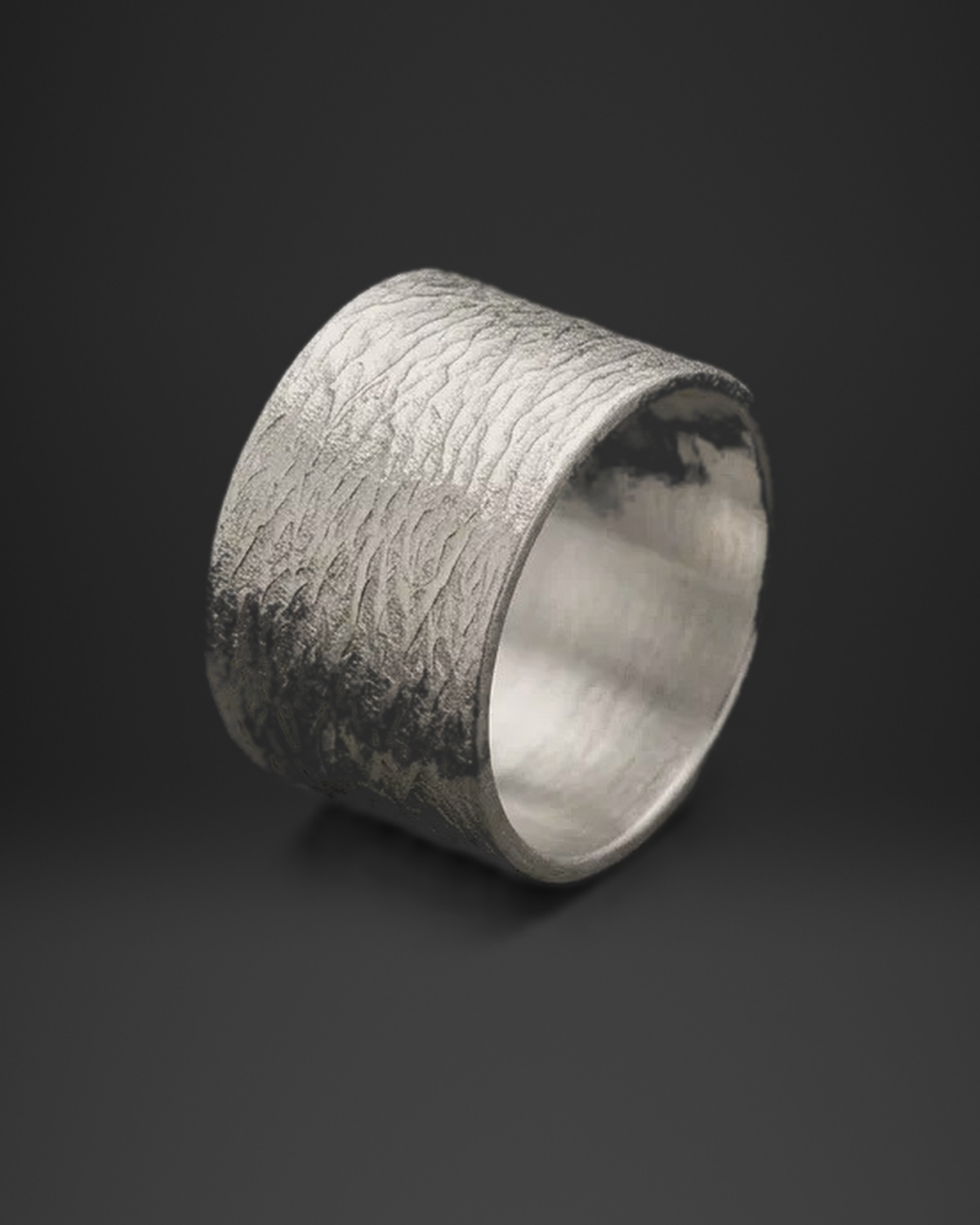 Bark Texture Wide Band Ring