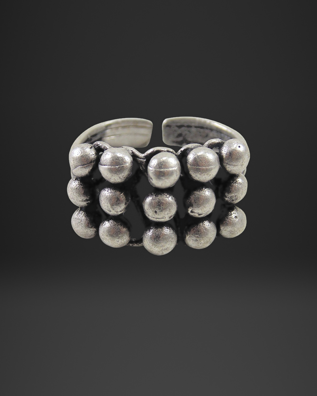 Ball Bead Triple Row Ring