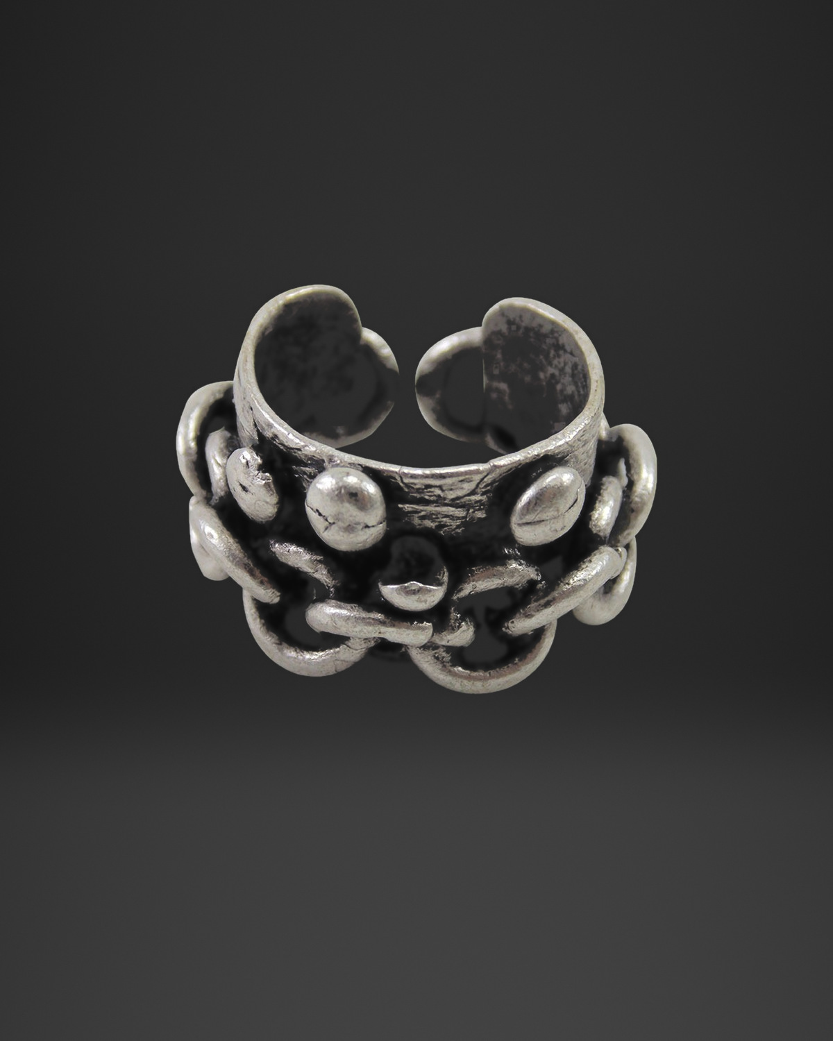 Chain and Stud Open Band Ring
