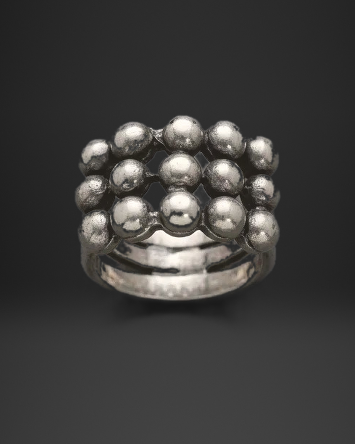 Ball Bead Triple Row Band Ring