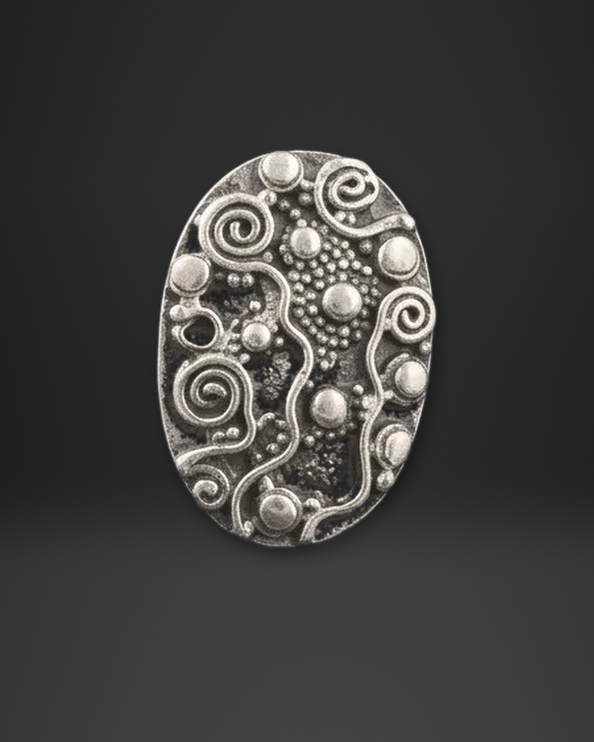 Spiral and Granule Oval Ring