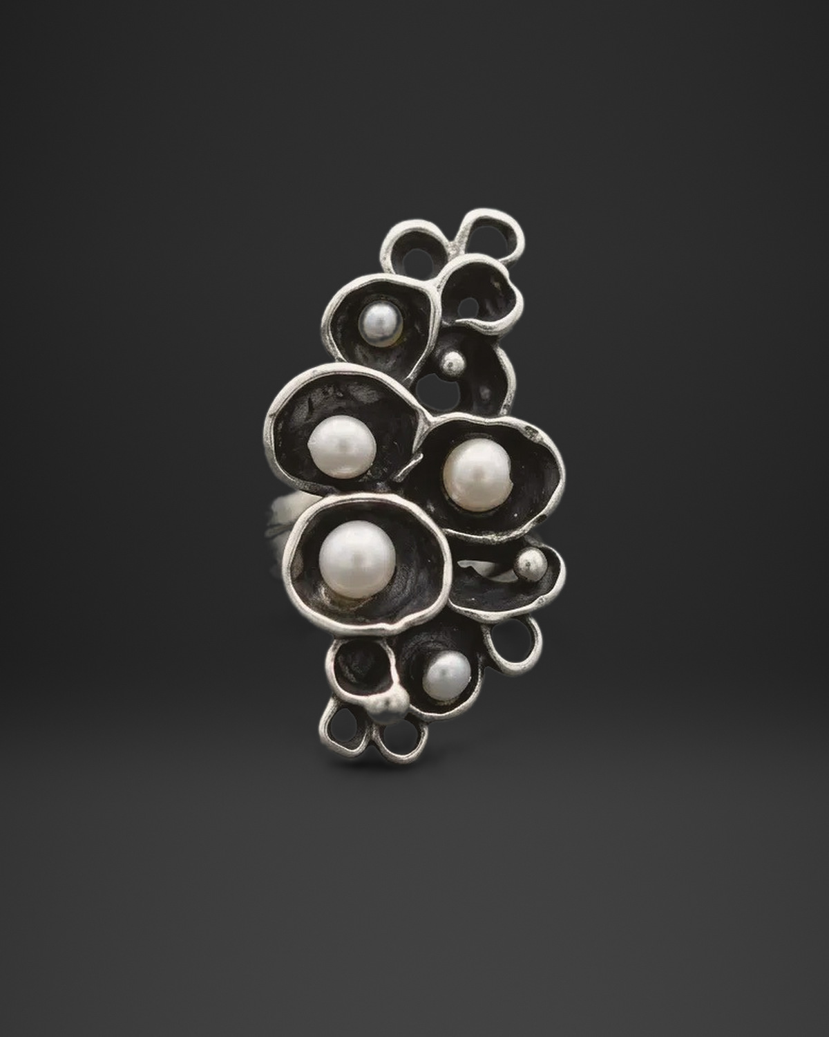 Pearl-Look Bead Blossom Ring