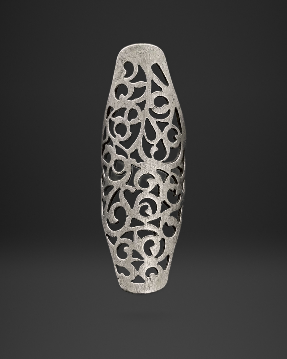 Long Filigree Heart Scroll Ring