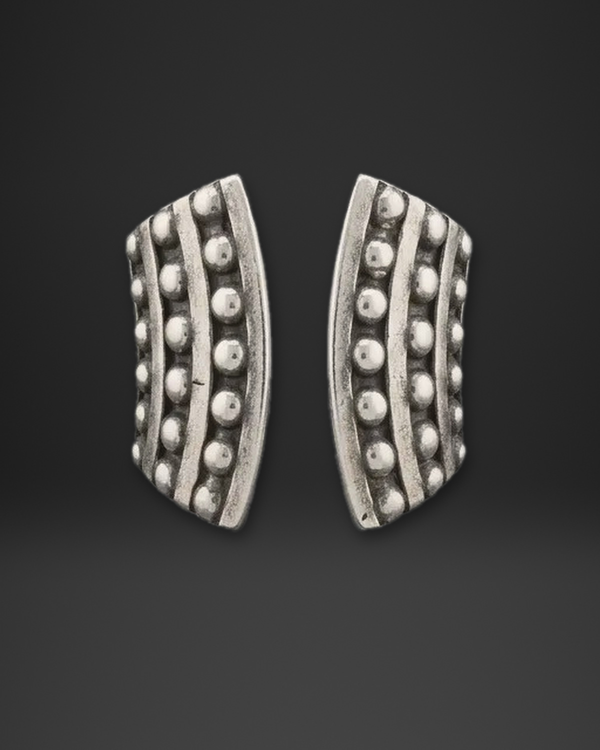 Beaded Twin Arc Plate Ring