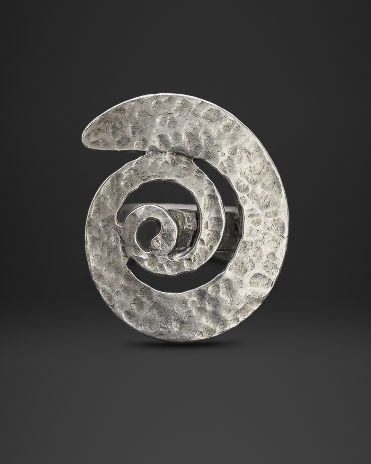 Wide Hammered Spiral Ring