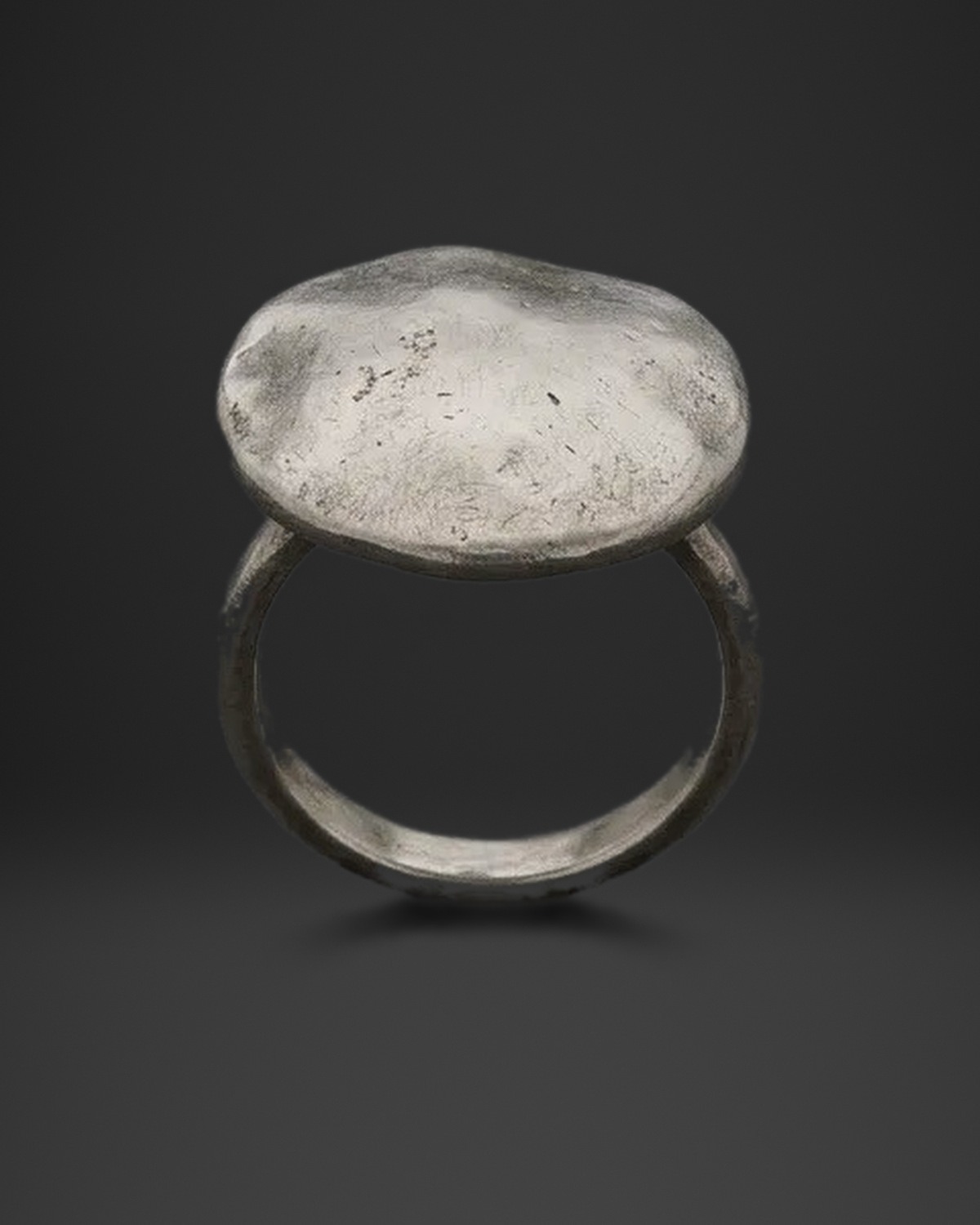 Hammered Oval Disc Band Ring