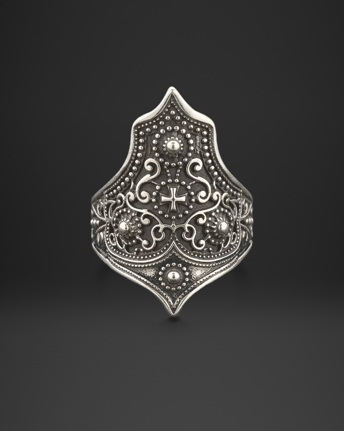 Byzantine Cross Shield Ring