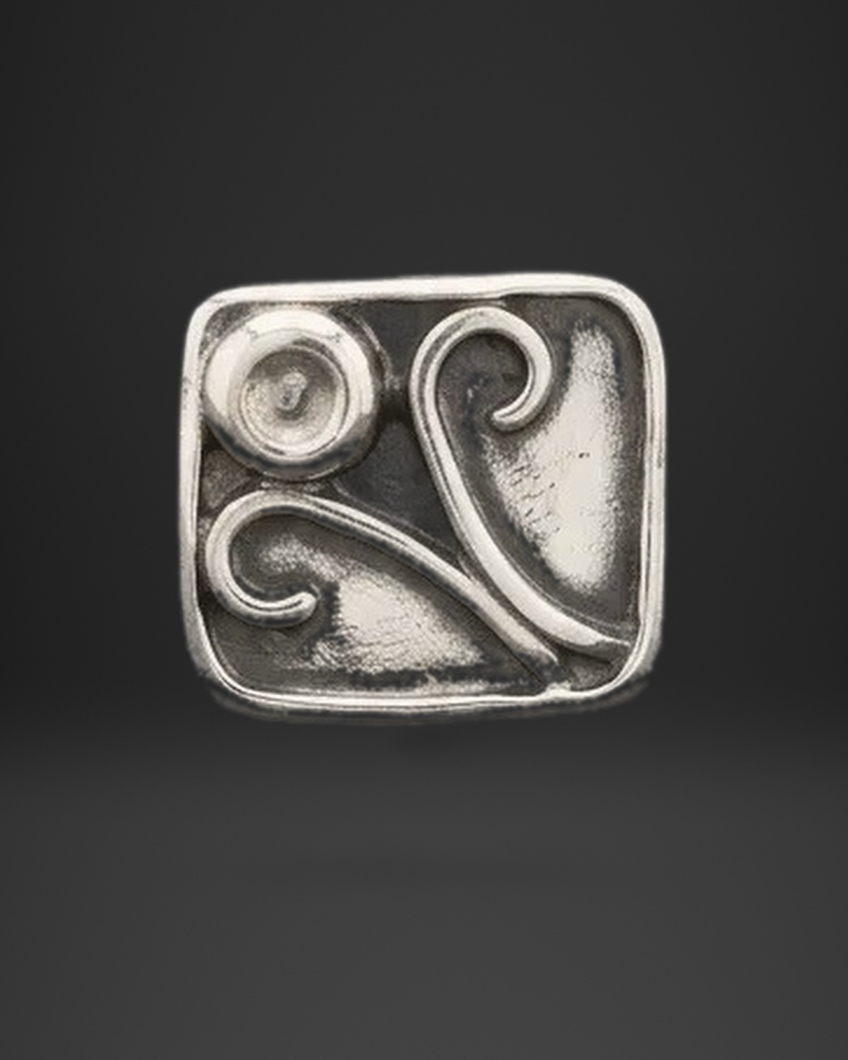 Scroll and Circle Square Ring