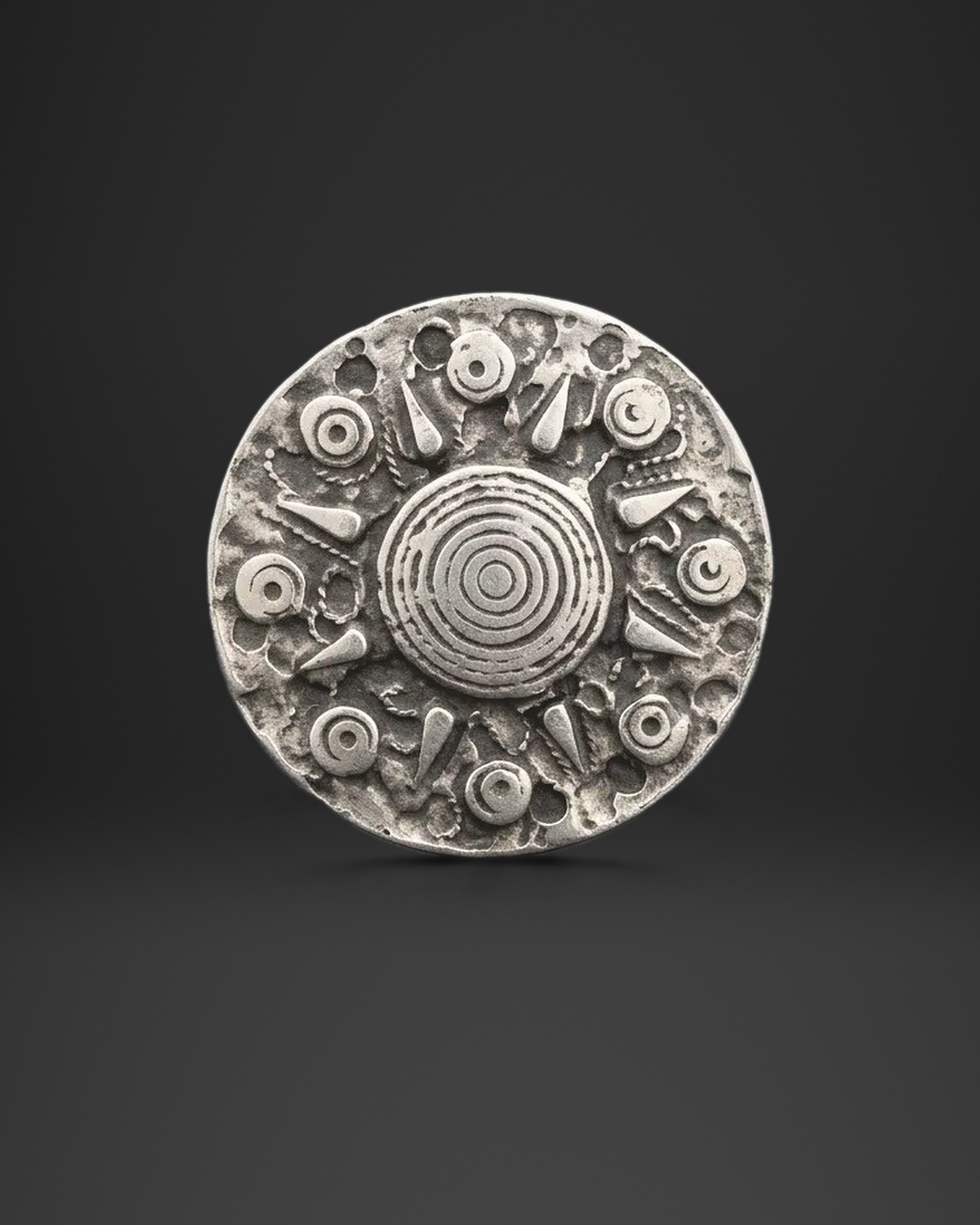 Ethnic Sun Spiral Medallion Ring