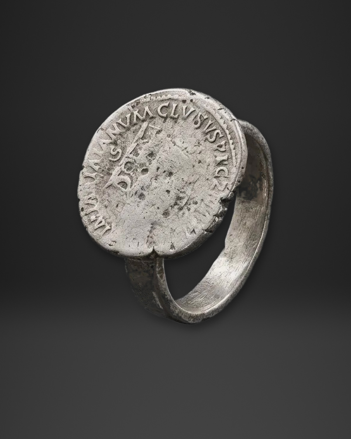 Worn Ancient Coin Signet Ring